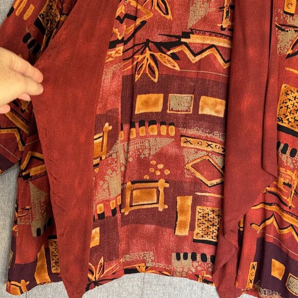 80s 90s Vintage Southwest Indian Foundation Open Front Tunic Pants Set Size M - Picture 4 of 17